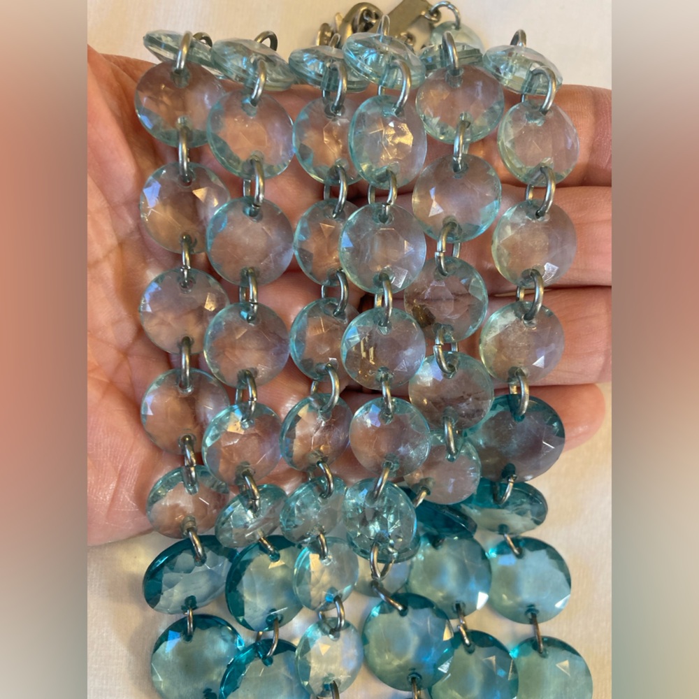 Chico’s Multi Strands Gradient Teal Colored Beads… - image 5